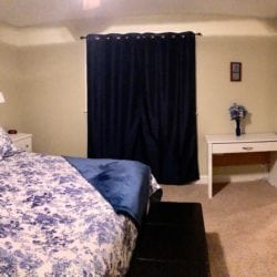 The large Master Suite has a computer desk, USB port, and two closets.