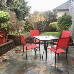 This peaceful Patio is inviting even on rainy days